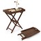 28" Tall Teak Wood Folding Tray Table with Carry Handles and Removable Top Compact Storage